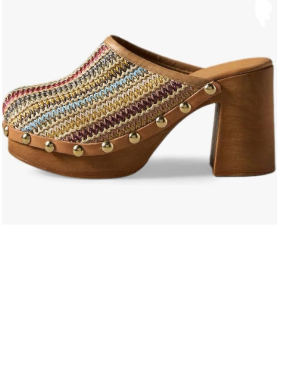 YDN Multi Platform Slip On Clogs Mules Cork High Heel Round Toe Rivet Sandals